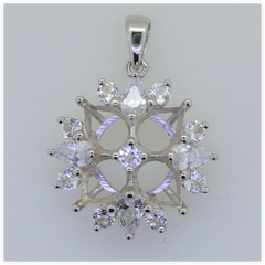 Sterling Silver Semi Mount Pendants Setting PE 7X5mm PE 5x3mm White Topaz Syzjewelry