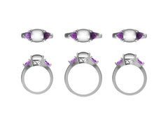 Sterling Silver Semi Mount Ring Setting Cabochon Cushion CU 8X8mm Tri 5x5mm 3 Stone Present Past and Future
