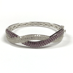 Sterling Silver Bracelet Bangle Round RD 2x2mm Swirle Criss Cross - Syzjewelry