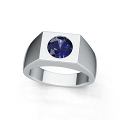 Men's Sterling Silver Semi Mount Ring Setting Round RD 6.5x6.5mm Flush Bezel Set DHJ