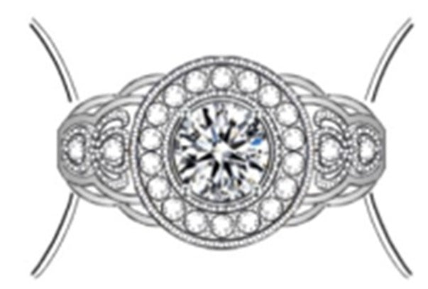 Sterling Silver Semi Mount Ring Setting Round RD 6.5x6.5mm Halo DHJ