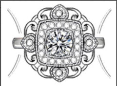 Sterling Silver Semi Mount Ring Setting Round RD 6.5x6.5mm Halo DHJ