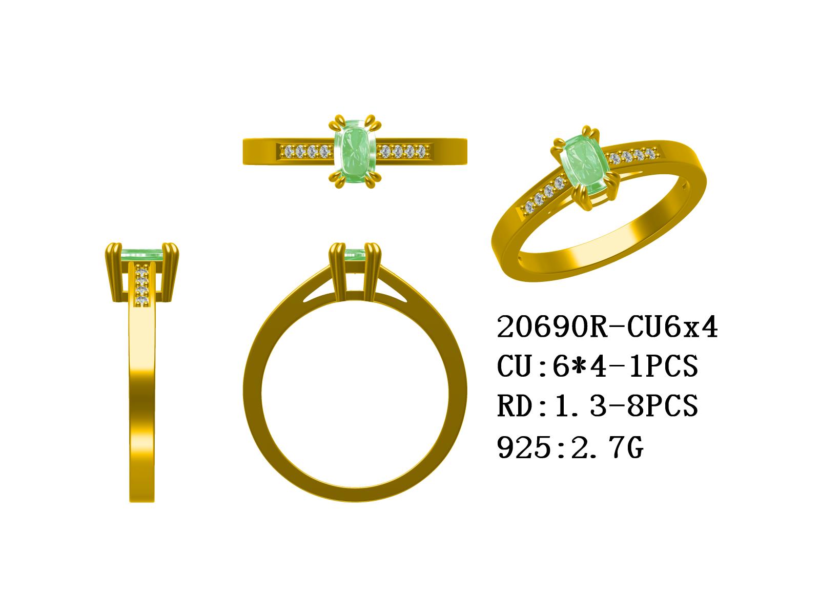 Sterling Silver Semi Mount Ring Setting Cushion CU 6X4mm Syzjewelry