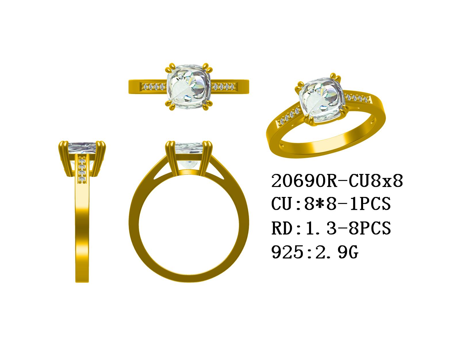 Sterling Silver Semi Mount Ring Setting Cushion CU 8X8mm Syzjewelry