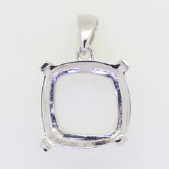 Sterling Silver Semi Mount Pendant Setting Cushion CU 12X12mm Syzjewelry