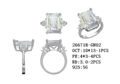 Sterling Silver Semi Mount Ring Setting Emerald OCT 18x13mm with White Topaz Syzjewelry