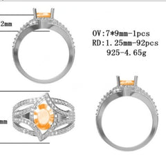 Sterling Silver Semi Mount Ring Setting Oval OV 9x7mm Syzjewelry