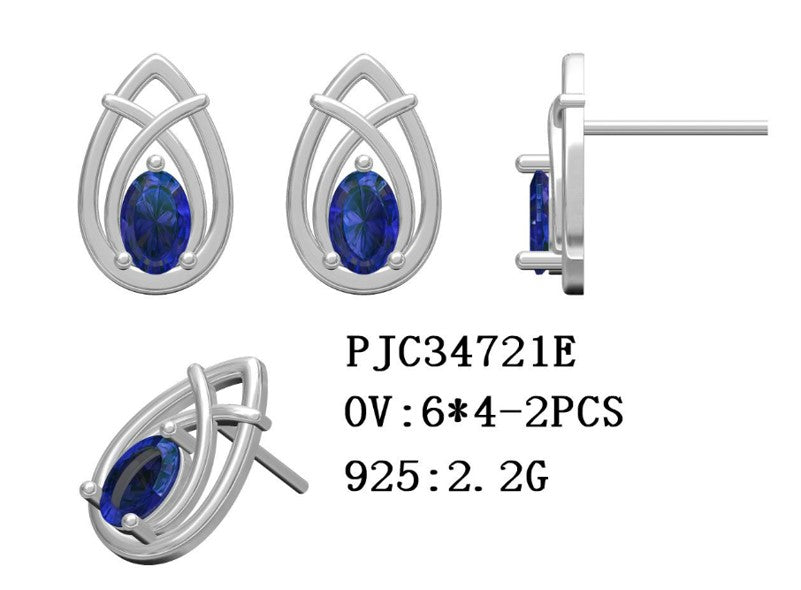 Sterling Silver Semi Mount Earrings Setting Oval OV 6X4mm Stud Syzjewelry