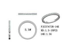 14K White Gold Ring Half Eternity Wedding Band with Lab Diamonds Size 5.5 Syzjewelry