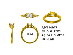 9K Yellow Gold Semi Mount Ring Setting Round RD 6x6mm with CVD Accents Size 8.5 Syzjewelry