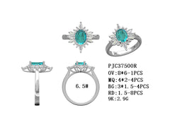 9K White Gold Semi Mount Ring Setting Oval OV 8x6mm with CVD Accents Size 6.5 Syzjewelry