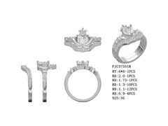 Sterling Silver Semi Mount Ring Setting Heart HT 6x6mm with CZ Accents Claddagh Set