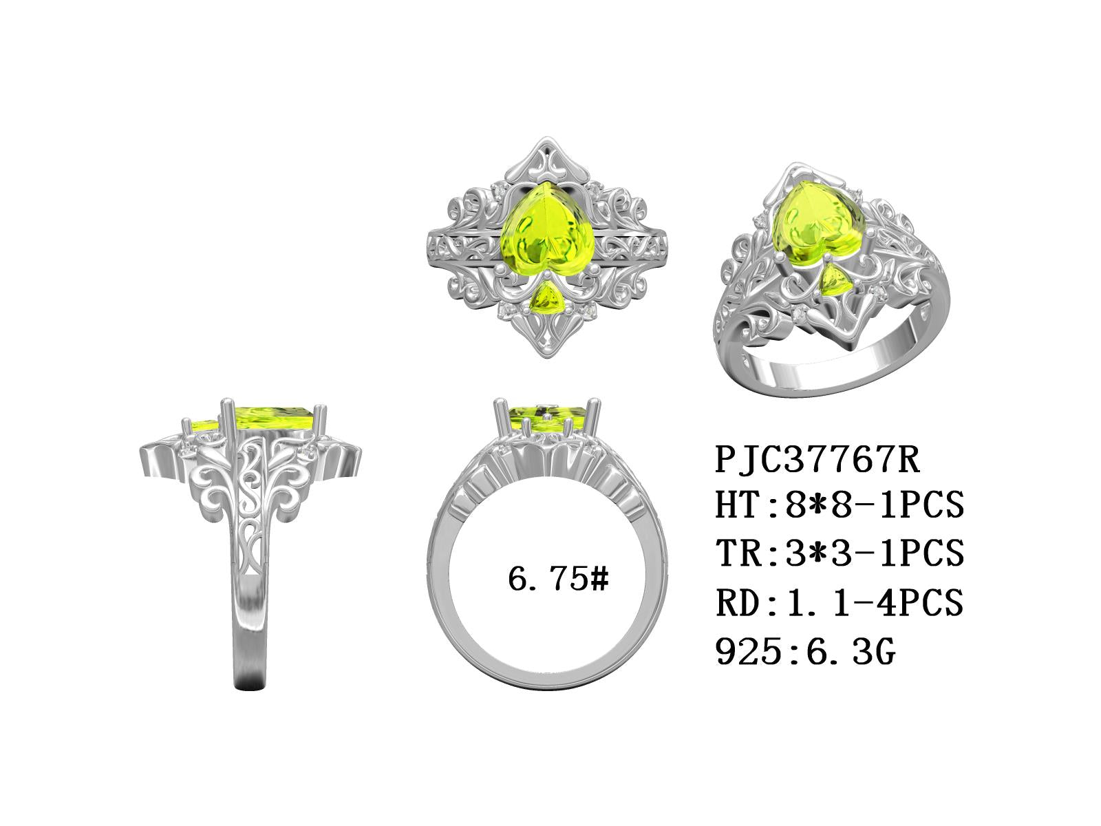 Sterling Silver Semi Mount Ring Setting Heart HT 8x8mm TR 3x3mm Syz Jewelry
