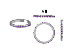 Sterling Silver Multi Color Full Enternity Band Ring 8 pieces pack