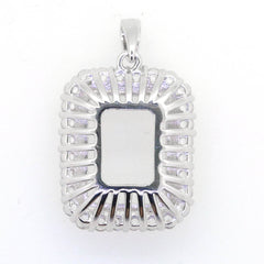 Sterling Silver Semi Mount Pendant Setting Emerald OCT 16X12mm - Syzjewelry