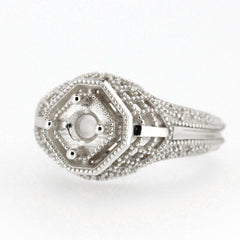 10K Gold Semi Mount Ring Setting Round RD 5x5mm Art Deco Style Syzjewelry