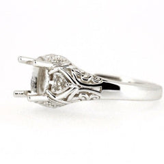 Sterling Silver Semi Mount Ring Setting Oval OV 8x6mm Art Deco Style - Syzjewelry