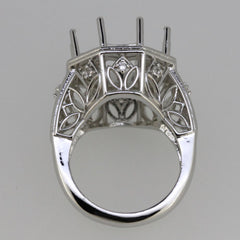 Art Deco stijl sterling zilveren semi-montuur ringzetting rond RD 15x15mm hexagoon Hex 15x15mm