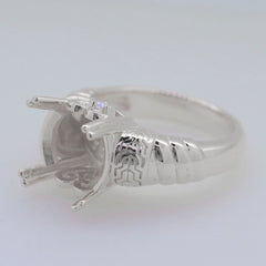 Sterling Silver Semi Mount Ring Setting Round RD 12x12mm Syzjewelry
