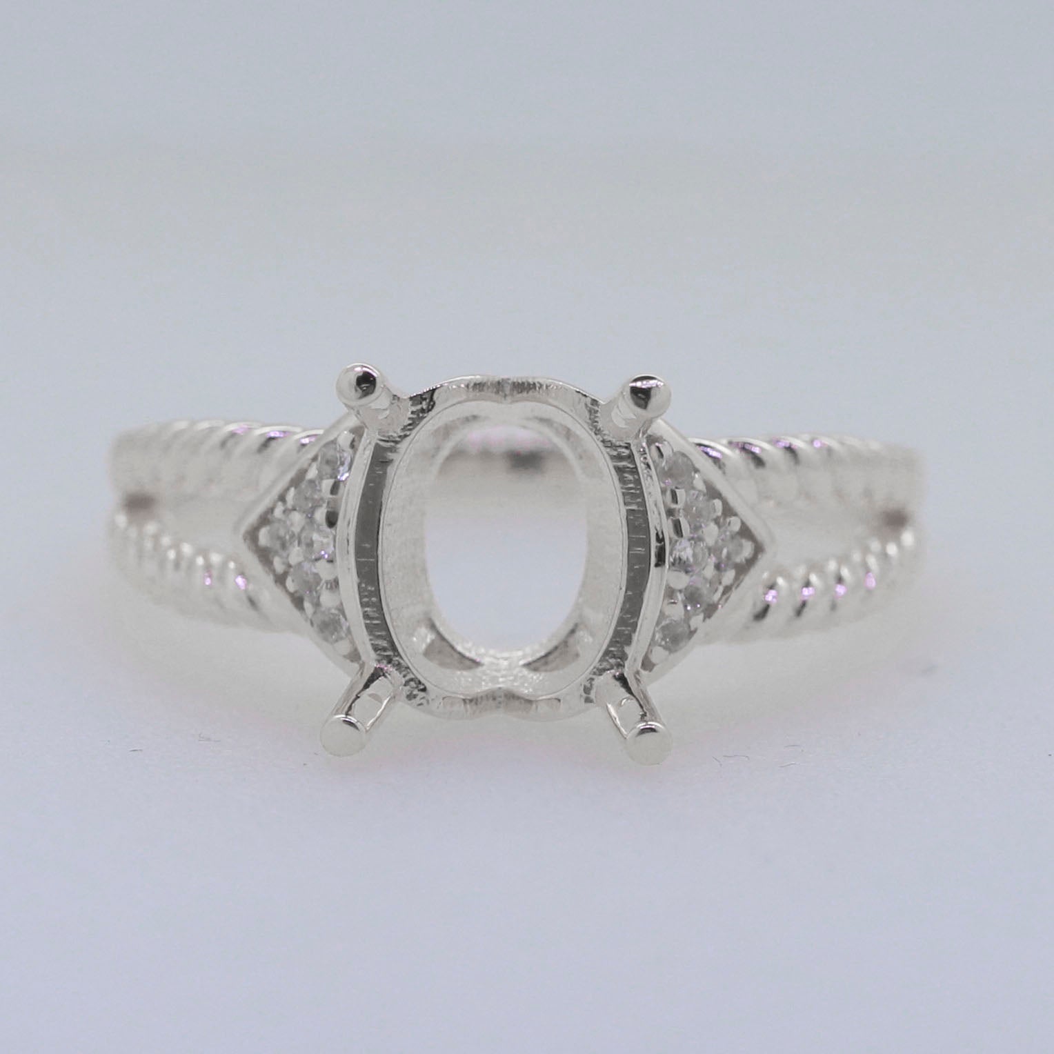 Sterling Silver Semi Mount Ring Setting Oval OV 10x8mm Syzjewelry