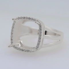 Sterling Silver Semi Mount Ring Setting CU Cushion 13x13mm Syzjewelry