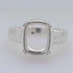 Sterling Silver Semi Mount Ring Setting CU Cushion 12x10mm Syzjewelry
