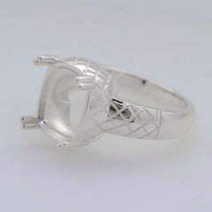 Sterling Silver Semi Mount Ring Setting CU Cushion 12x10mm Syzjewelry