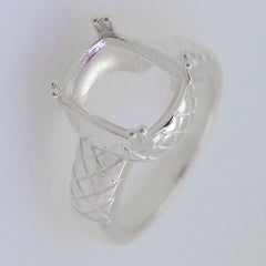Sterling Silver Semi Mount Ring Setting CU Cushion 12x10mm Syzjewelry
