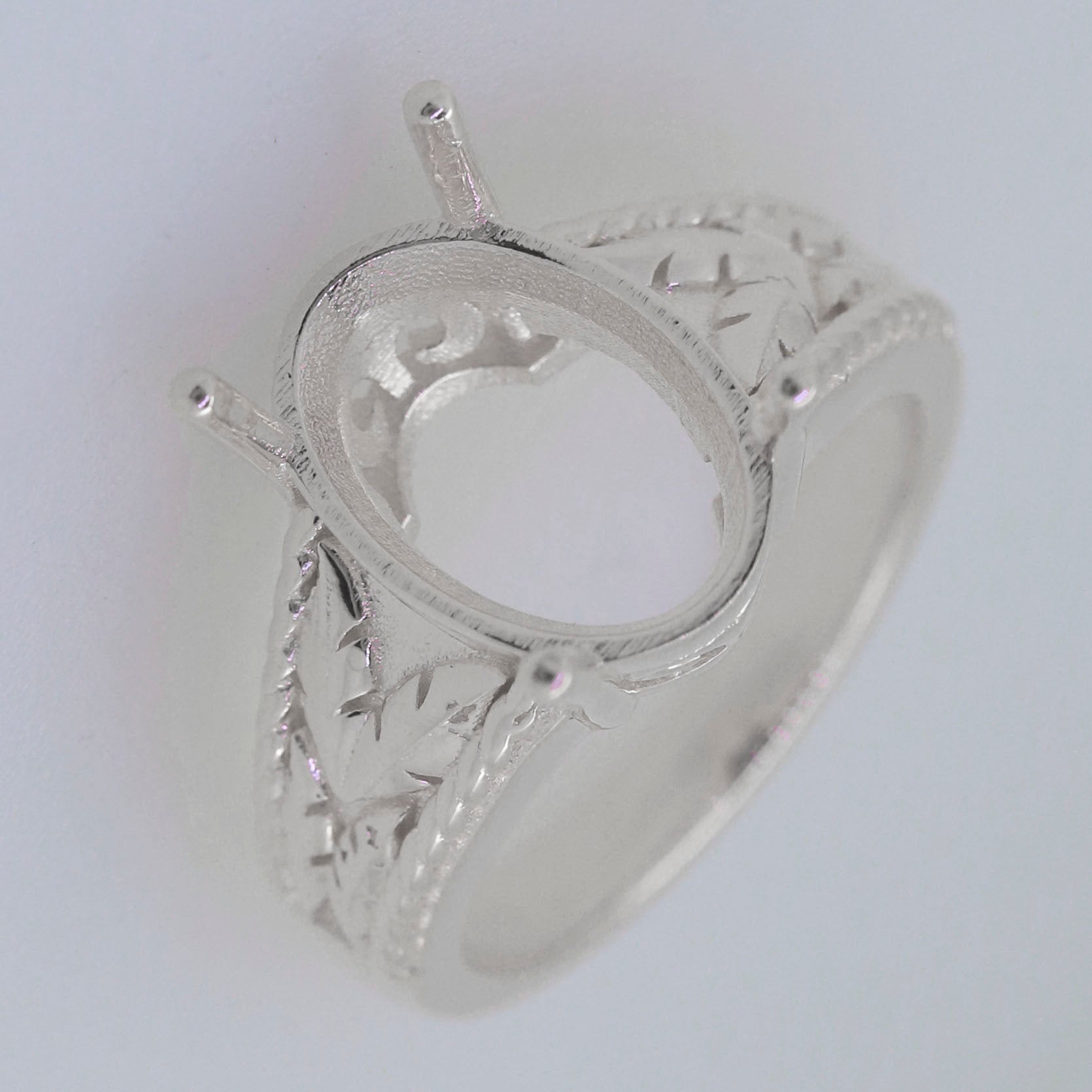 Sterling Silver Semi Mount Ring Setting Oval OV 14x10mm Syzjewelry