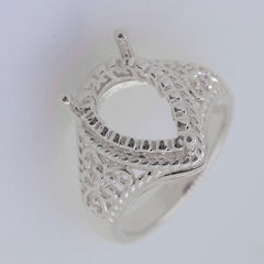 Sterling Silver Semi Mount Ring Setting Pear PE 14x10mm Syzjewelry