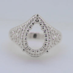 Sterling Silver Semi Mount Ring Setting Pear PE 14x10mm Syzjewelry
