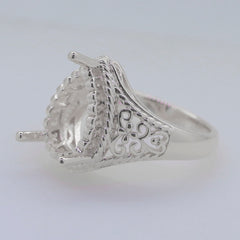 Sterling Silver Semi Mount Ring Setting Pear PE 14x10mm Syzjewelry