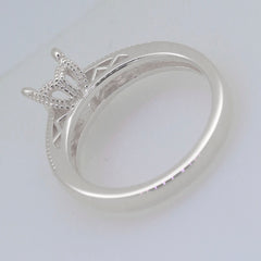 Sterling Silver Semi Mount Ring Setting Cushion CU 8x6mm Syzjewelry