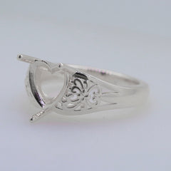 Sterling Silver Semi Mount Ring Setting Heart HT 9x9mm Syzjewelry
