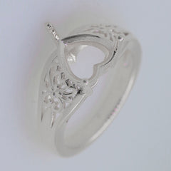 Sterling Silver Semi Mount Ring Setting Heart HT 9x9mm Syzjewelry