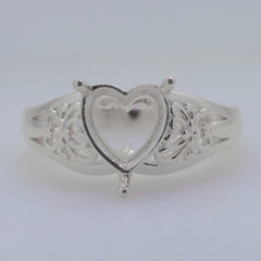 Sterling Silver Semi Mount Ring Setting Heart HT 9x9mm Syzjewelry