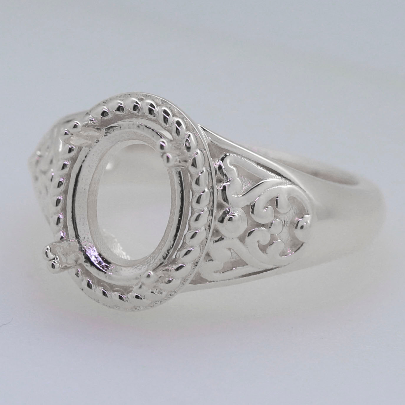 Sterling Silver Semi Mount Ring Setting Oval OV 10x8mm Syzjewelry