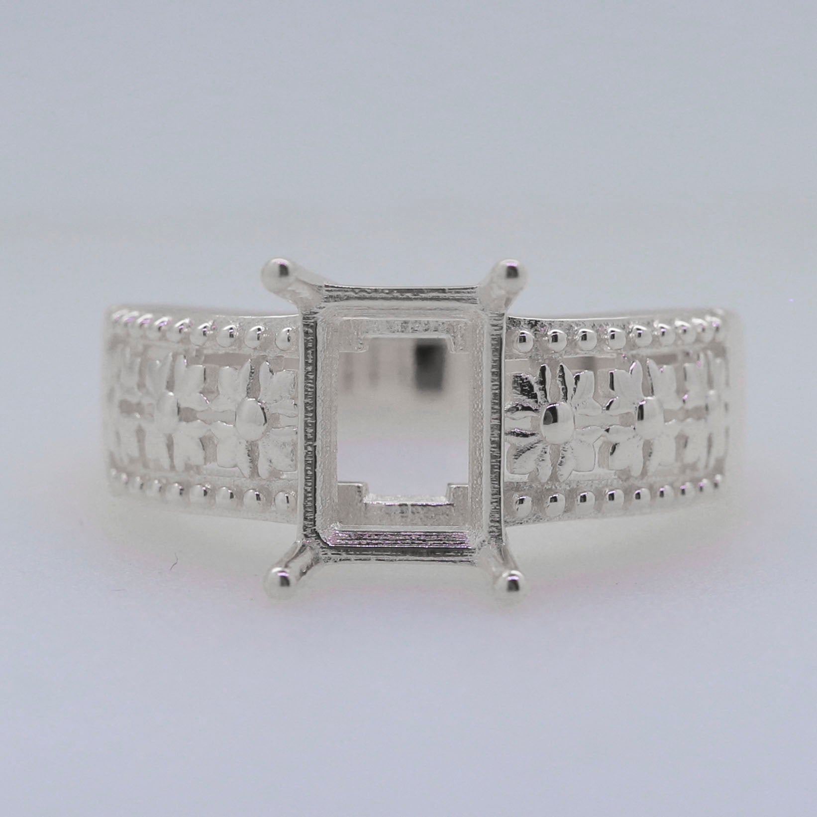 Sterling Silver Semi Mount Ring Setting OCT Emerald 9x7mm Syzjewelry