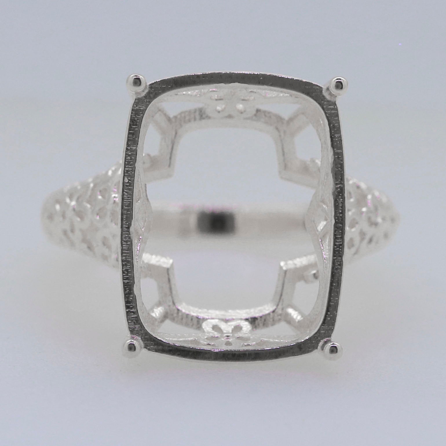 Sterling Silver Semi Mount Ring Setting Cushion CU 18x14mm Cab Syzjewelry