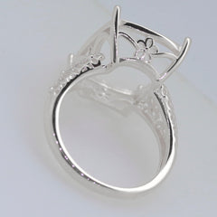 Sterling Silver Semi Mount Ring Setting Cushion CU 18x14mm Cab Syzjewelry