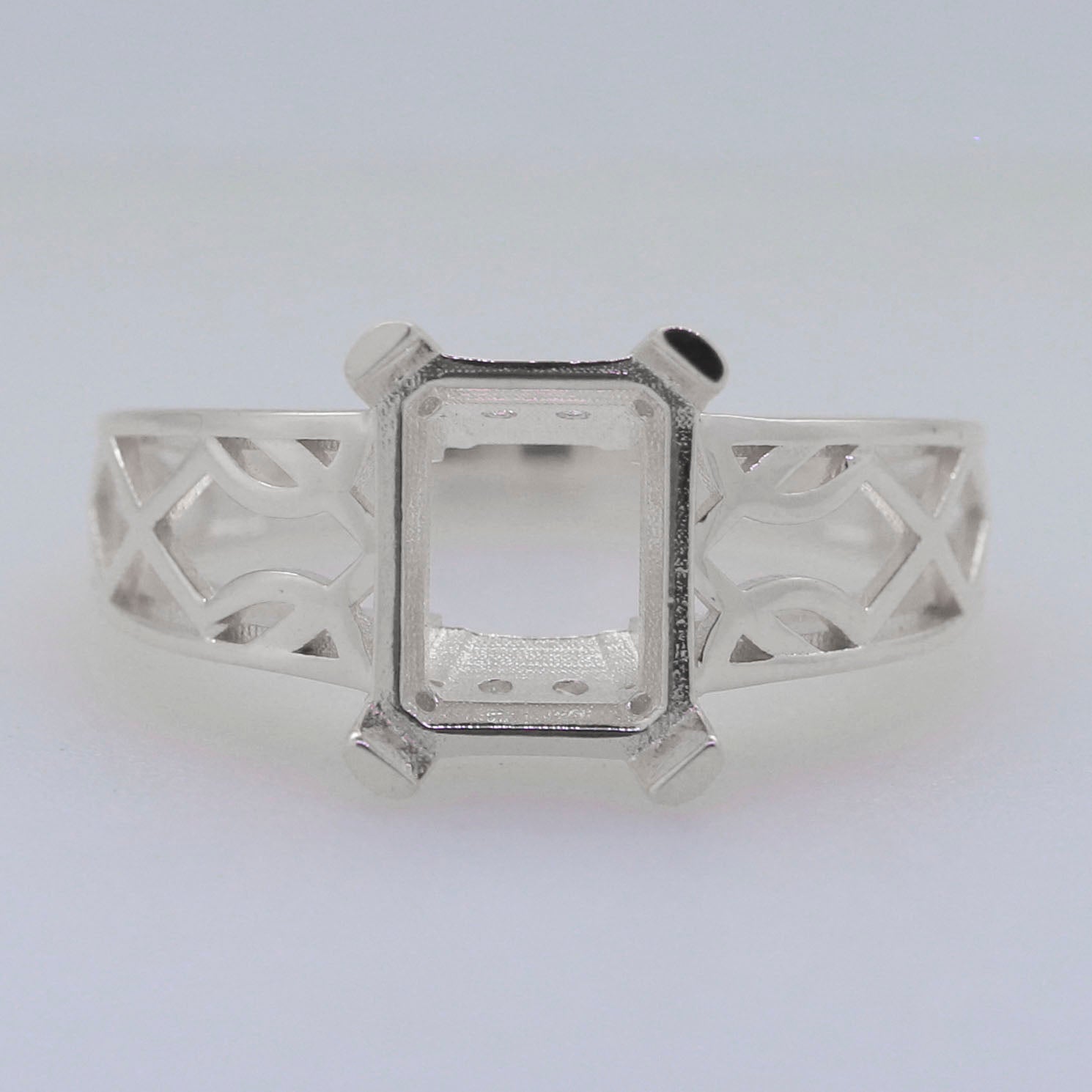 Sterling Silver Semi Mount Ring Setting OCT Emerald 10x8mm Syzjewelry