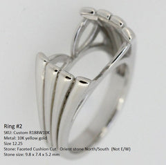 10K Gold Men's Ring Settings Ring Mounting Cushion CU CU9.8x7.4x5.2mm Syzjewelry