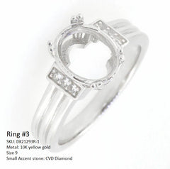 10K Gold Semi Mount Ring Setting Oval OV 10X8mm CVD Accent Size 9 Syzjewelry