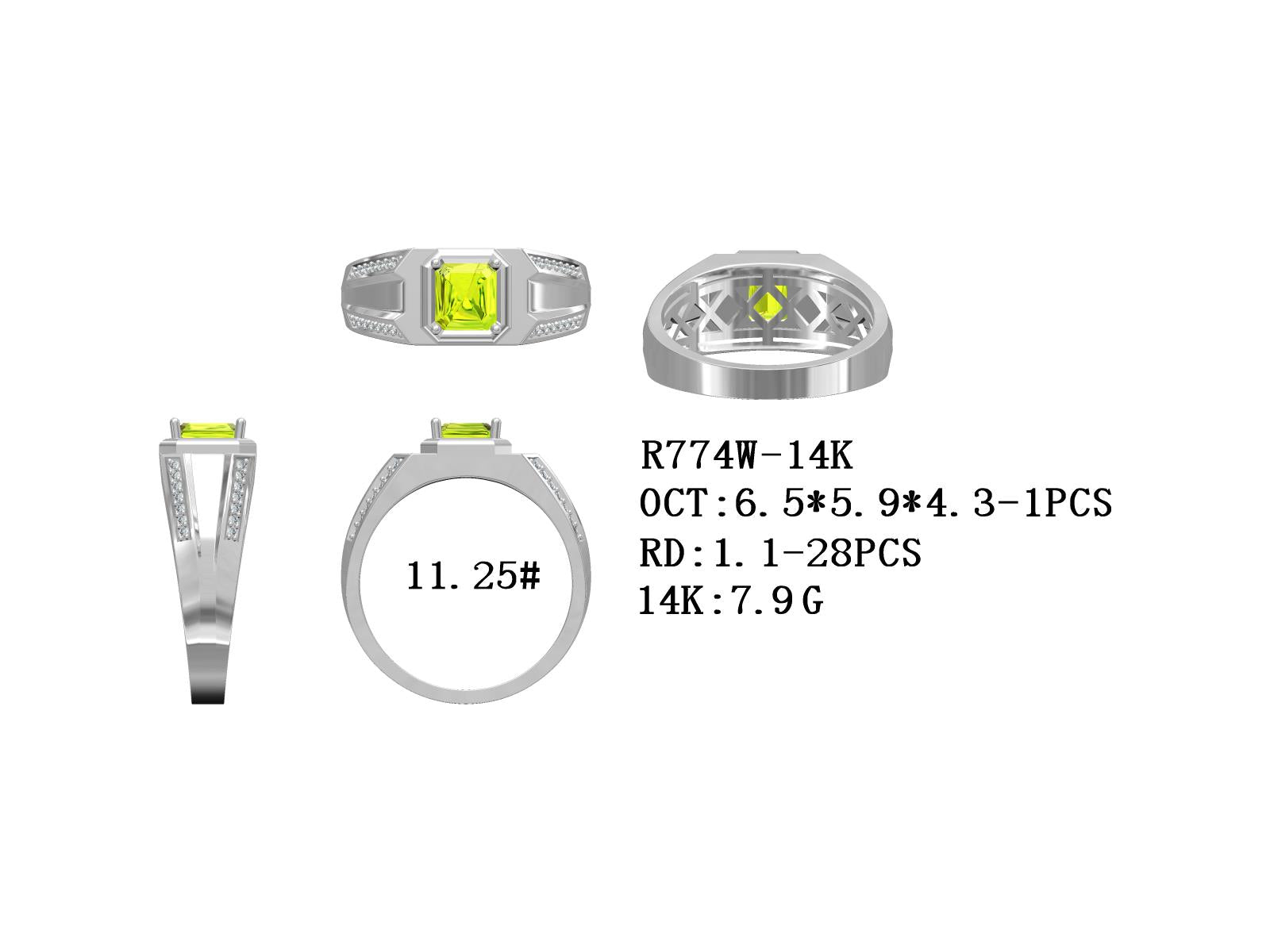 Custom Men's 14K Gold Semi Mount Ring Setting OCT 6.5x5.9x4.3mm CVD Accent Size 11.25 Syzjewelry