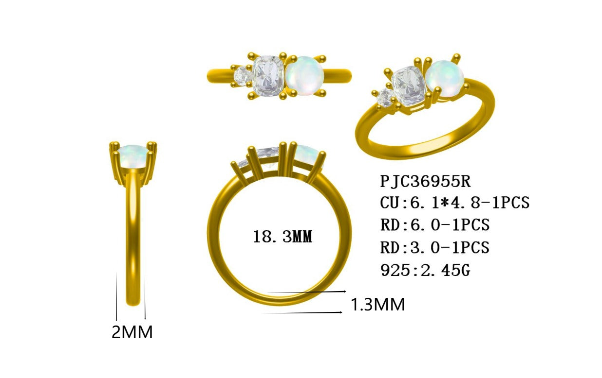 Sterling Silver Semi Mount Ring Setting Round 3mm Cushion CU 6.1x4.8mm RD Cabochon 6mm Size Australian Q (18.3mm) Syzjewelry