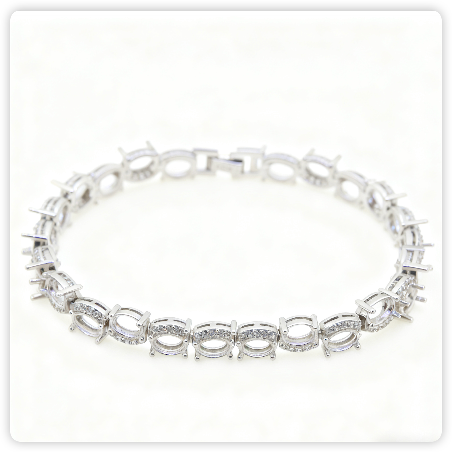 Sterling Silver Semi Mount Tennis Bracelet Setting Oval OV 7x5mm Accent Syzjewelry