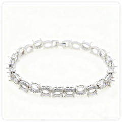 Sterling Silver Semi Mount Tennis Bracelet Setting Oval OV 7x5mm Accent Syzjewelry