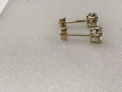 14K Yellow Gold Stud Earrings with Round Lab Diamonds .50 Ct Each Syzjewelry