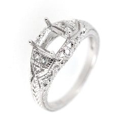 Art Deco Style Jewelry Wax Semi Mount Ring Setting Cushion Cu 6x6mm