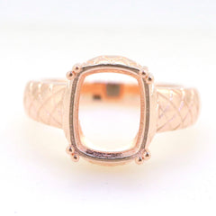 Art Deco Sterling Silver Semi Mount Ring Setting CU Cushion 12x10mm Syzjewelry
